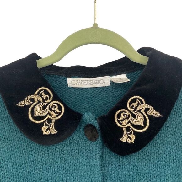 C. Webb & Co. Vintage Mohair Blend Cardigan Sweater Green Medium - Picture 7 of 9